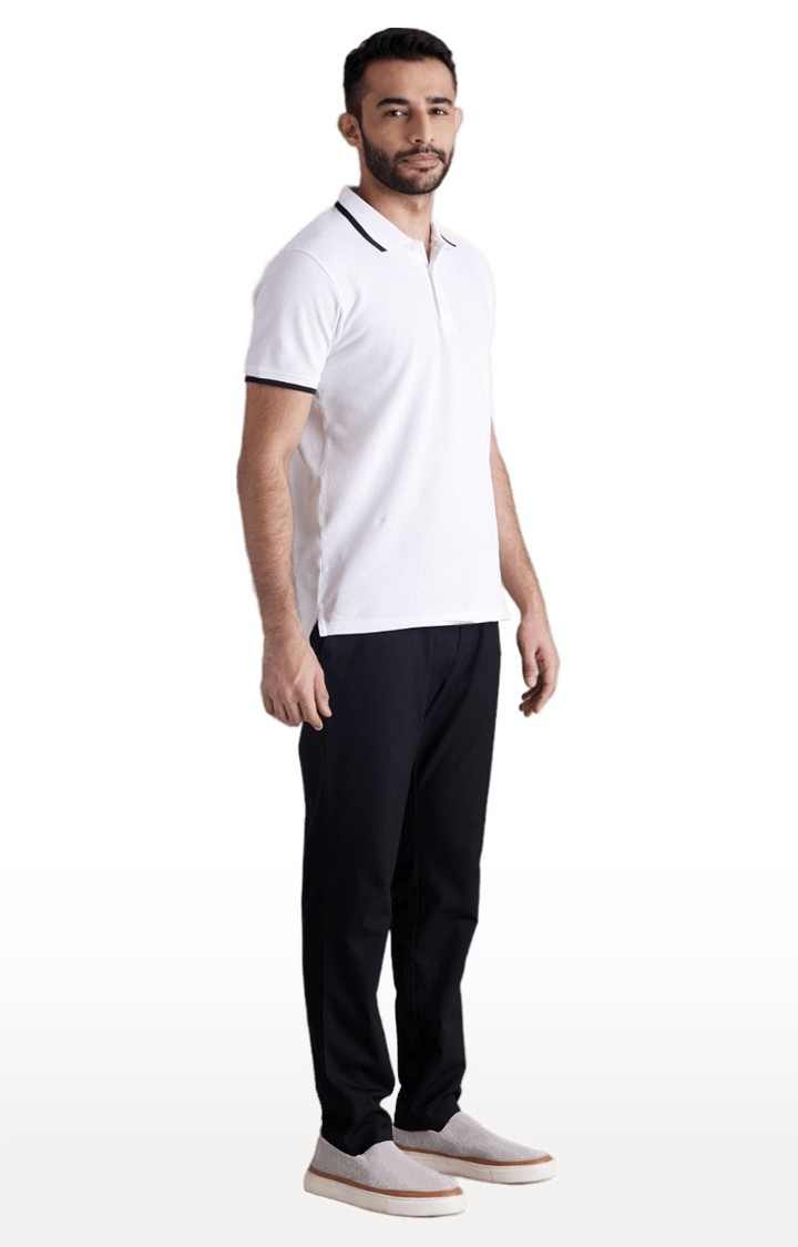 Men's Black Blended Solid Trousers