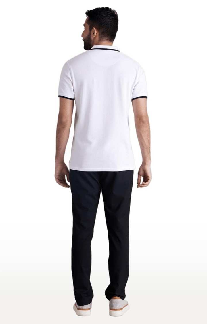 Men's Black Blended Solid Trousers