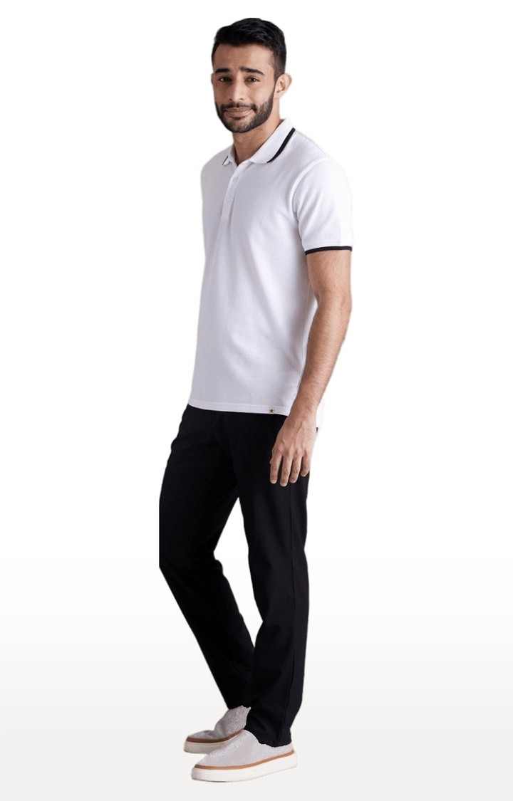 Men's Black Blended Solid Trousers
