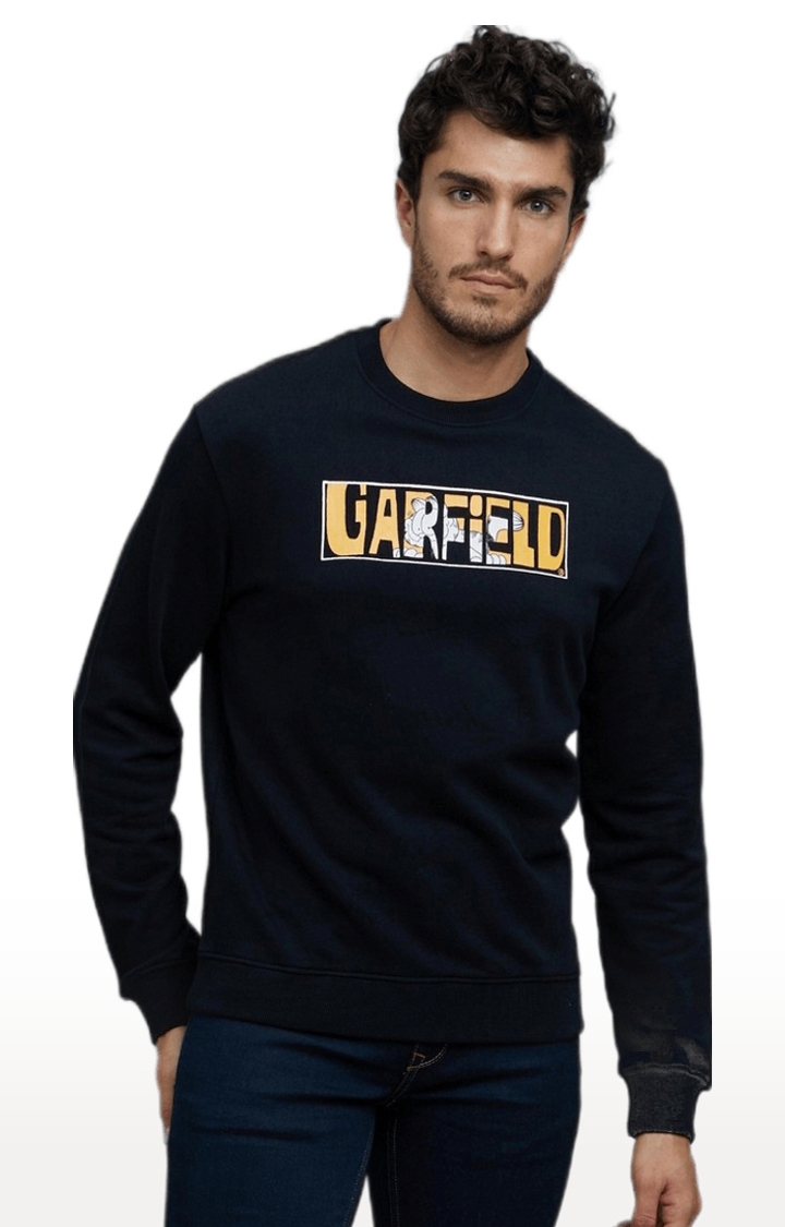 celio | Men's Black Typographic Sweatshirts