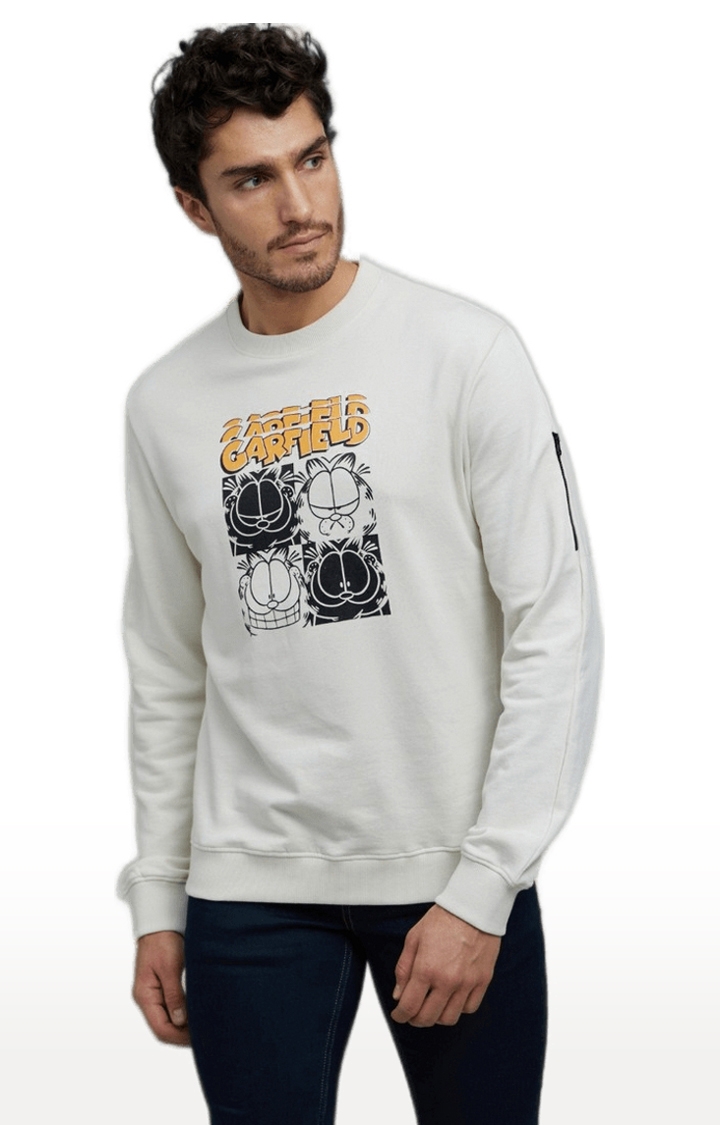 celio | Men's White Graphics Sweatshirts 5