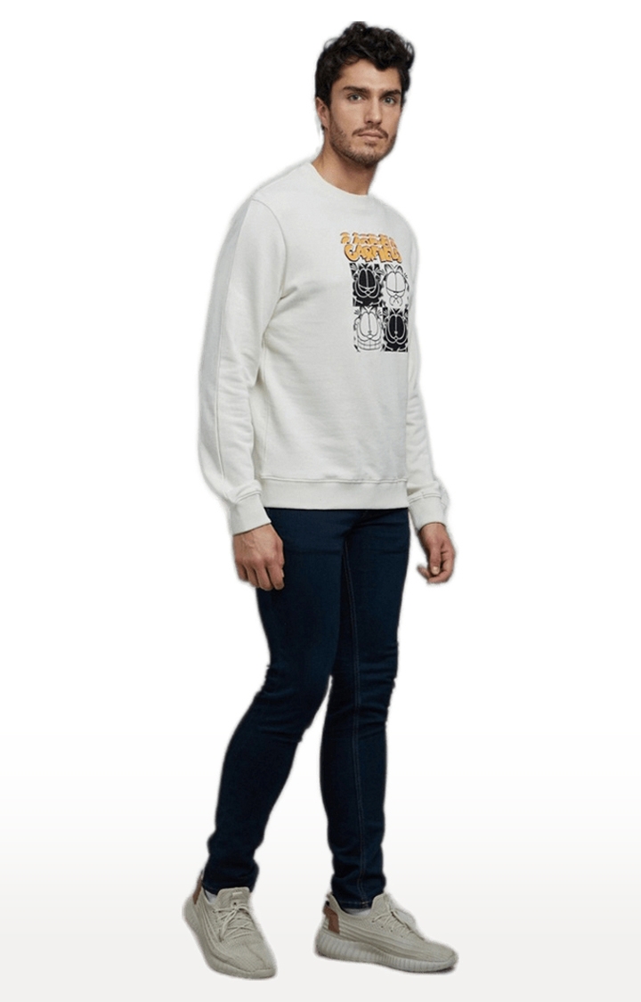 celio | Men's White Graphics Sweatshirts 3