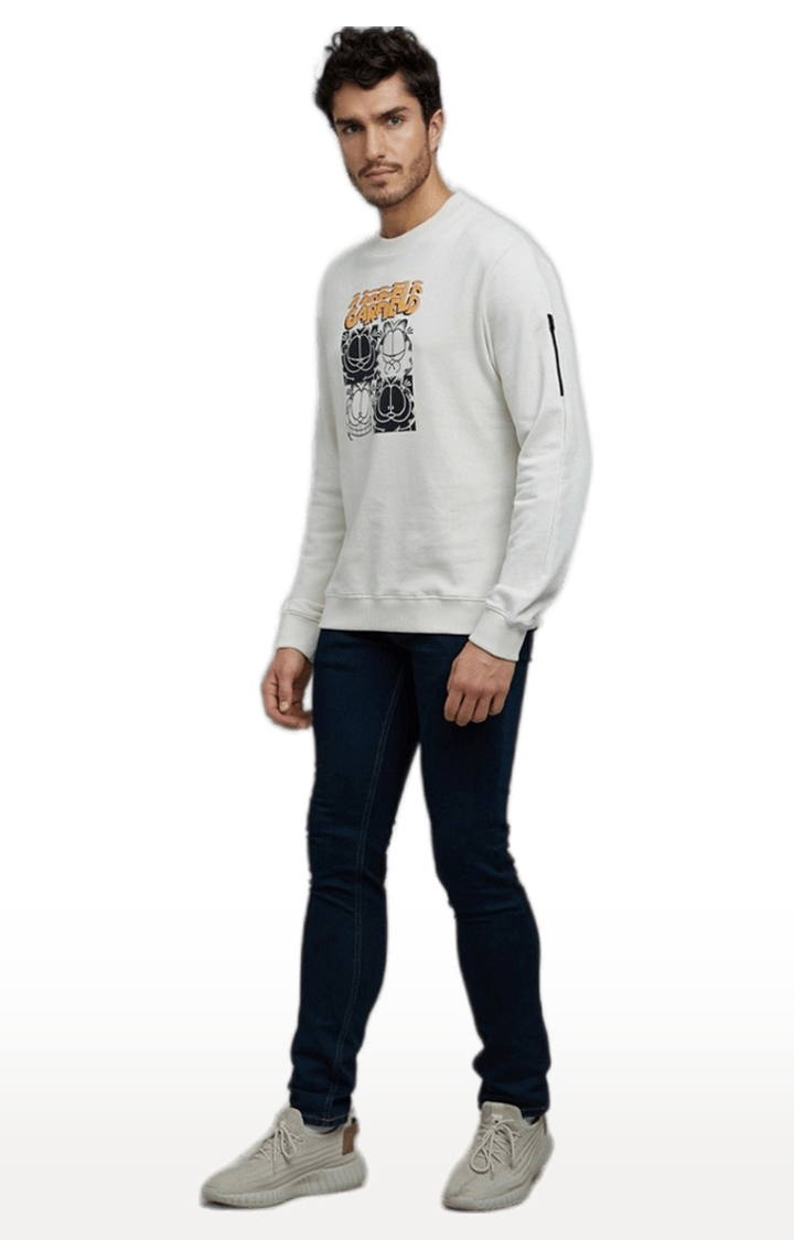celio | Men's White Graphics Sweatshirts 2