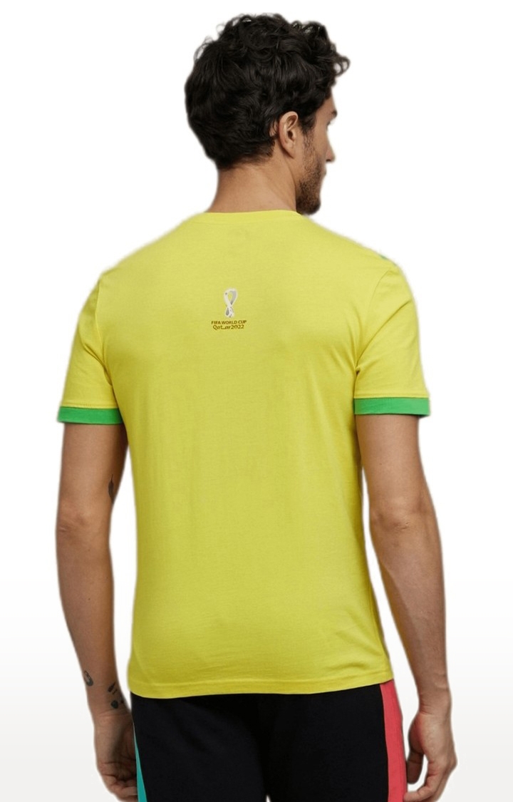 Men's Yellow Printed Regular T-Shirts