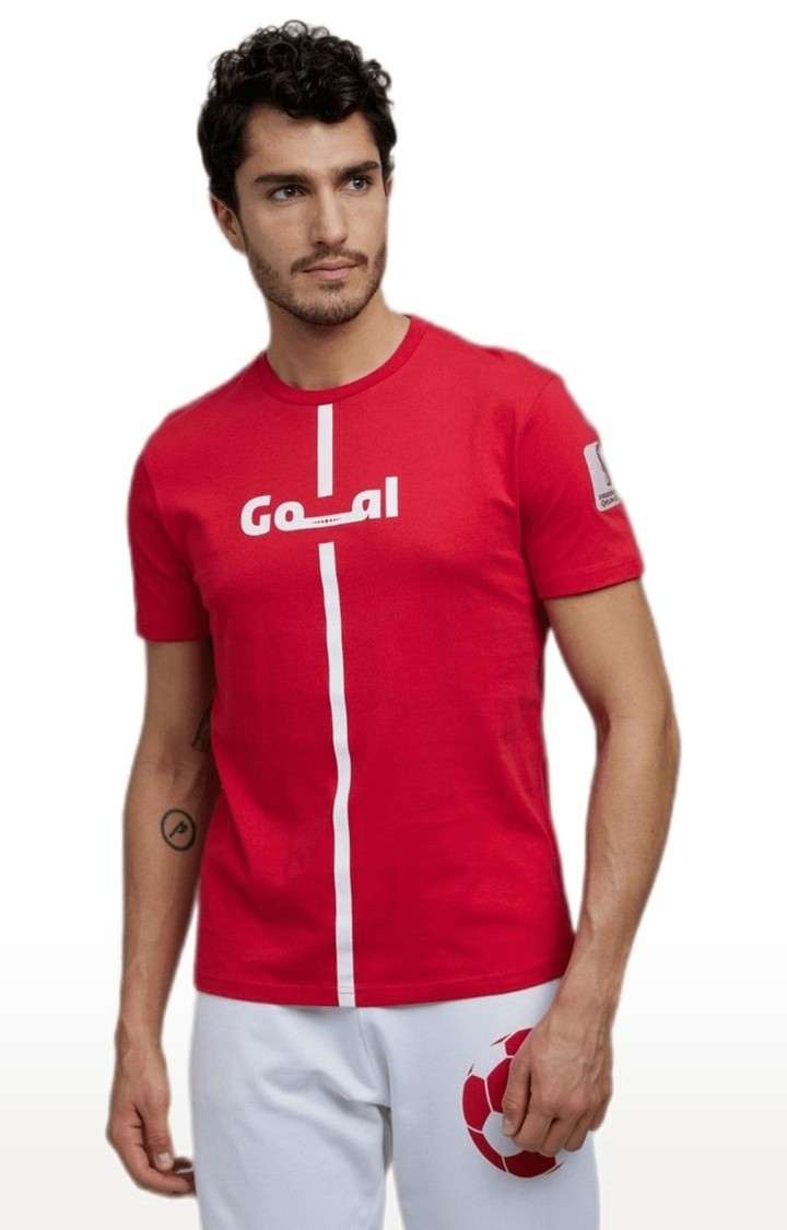 Men's Red Printed Regular T-Shirts