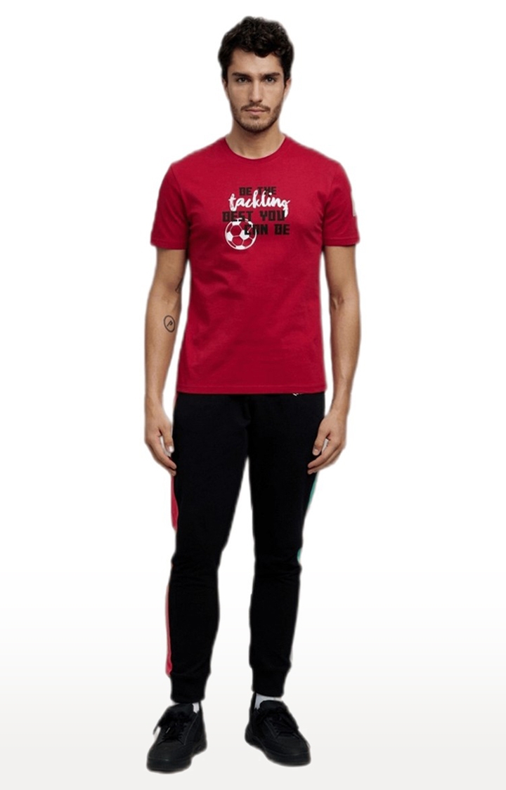Men's Red Typographic Regular T-Shirts