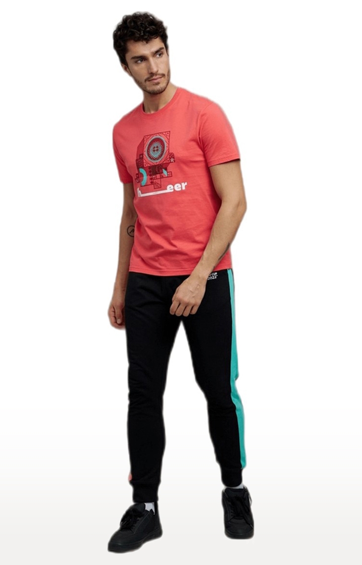 celio | Men's Pink Printed Regular T-Shirts 3