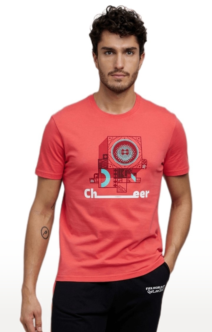 celio | Men's Pink Printed Regular T-Shirts