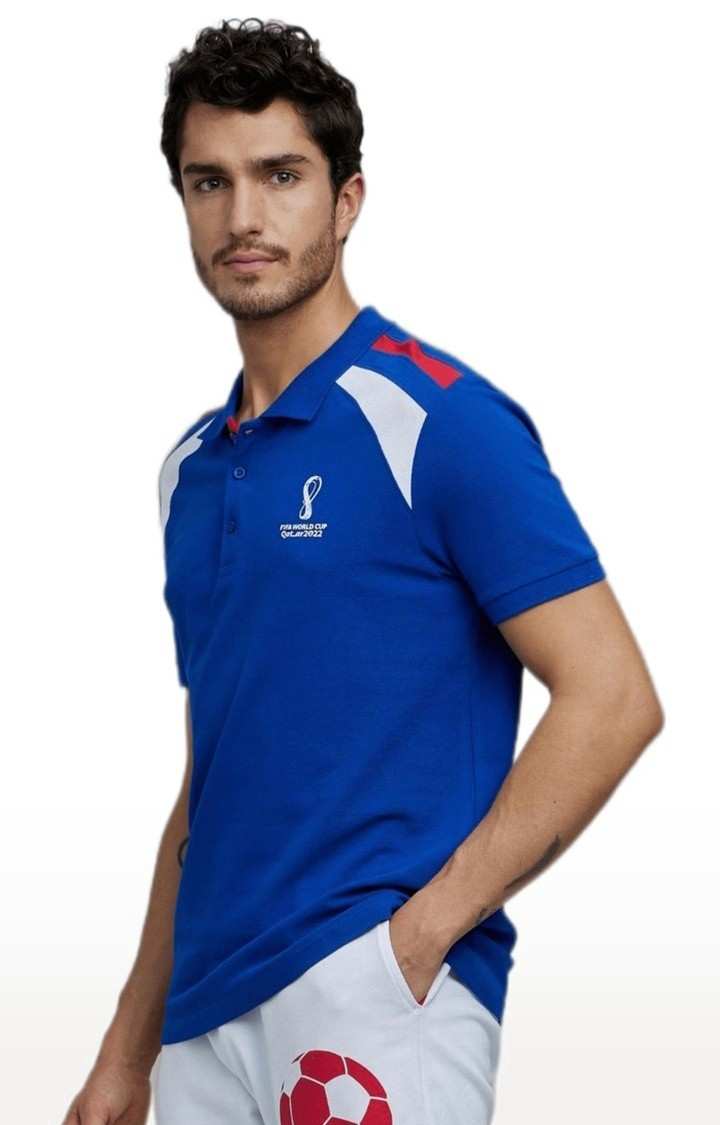 Men's Blue Solid Polos