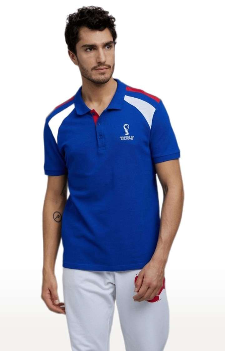 Men's Blue Solid Polos
