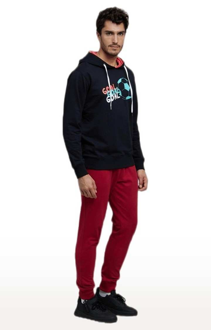 Men's Blue Printed Hoodies
