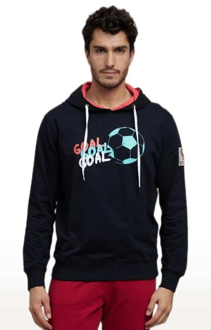 Men's Blue Printed Hoodies