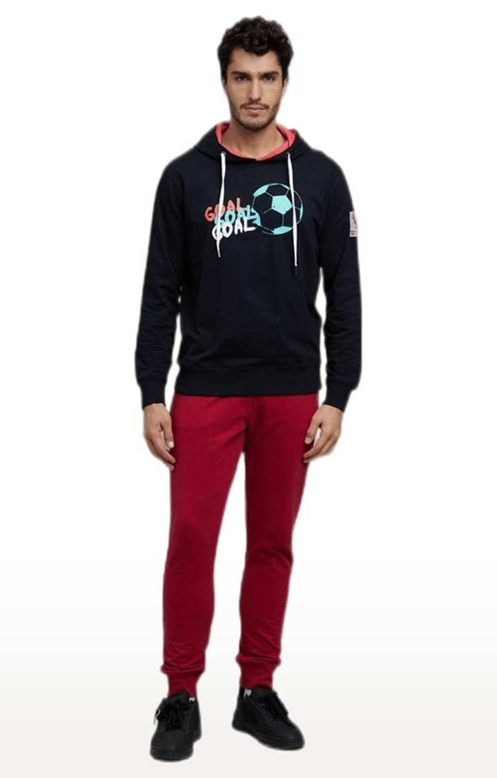 Men's Blue Printed Hoodies