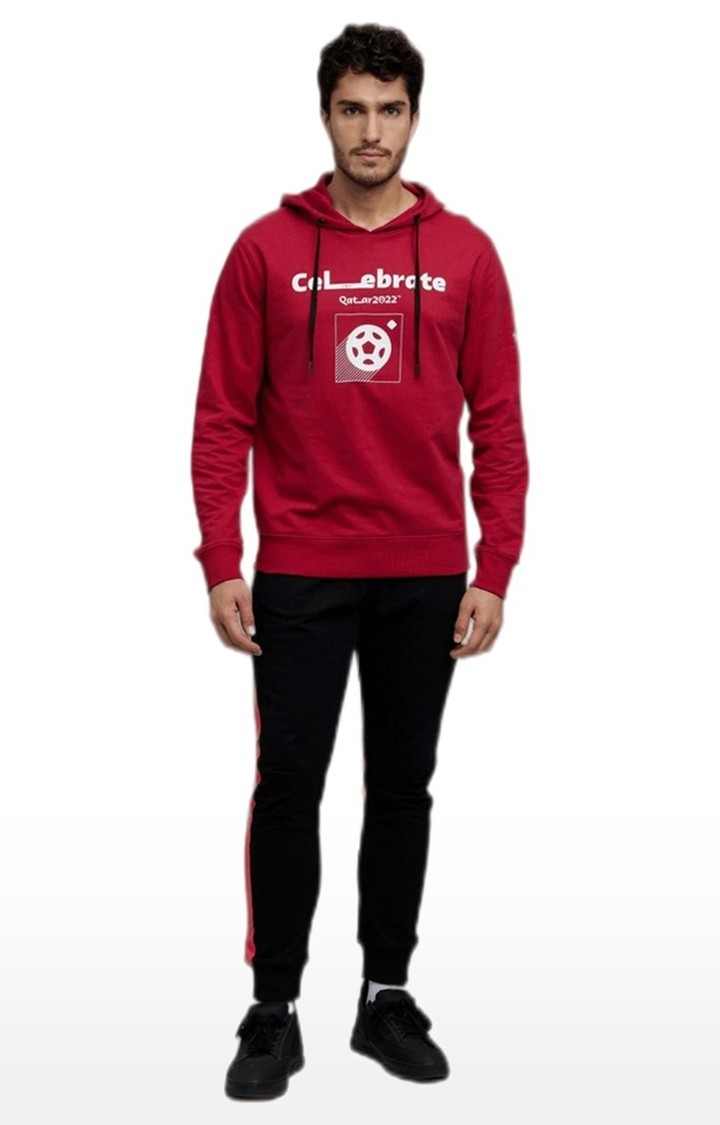 Men's Red Typographic Hoodies