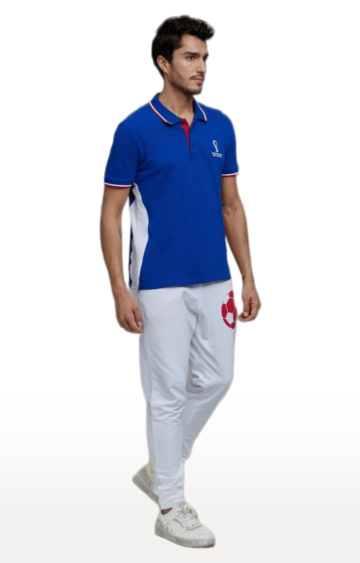 Men's White Cotton Graphics Trackpants