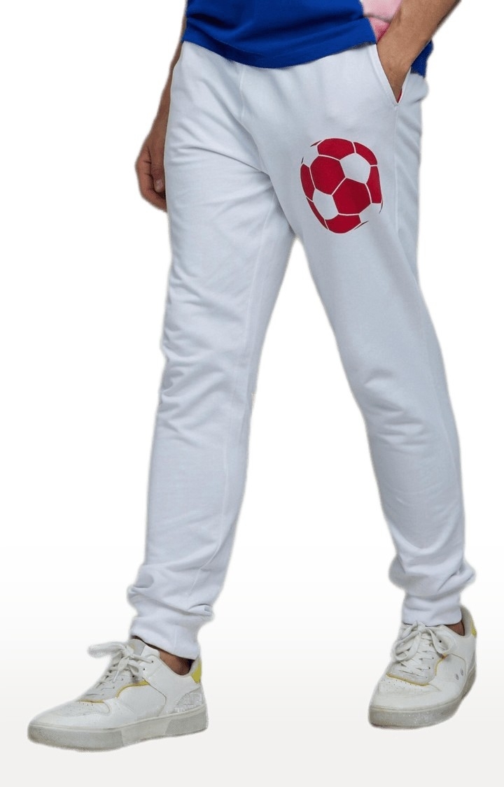 celio | Men's White Cotton Graphics Trackpants