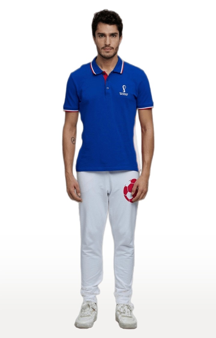 Men's White Cotton Graphics Trackpants