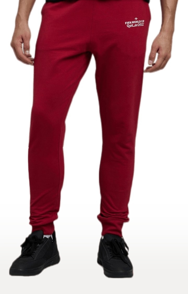 celio | Men's Red Cotton Solid Trackpants