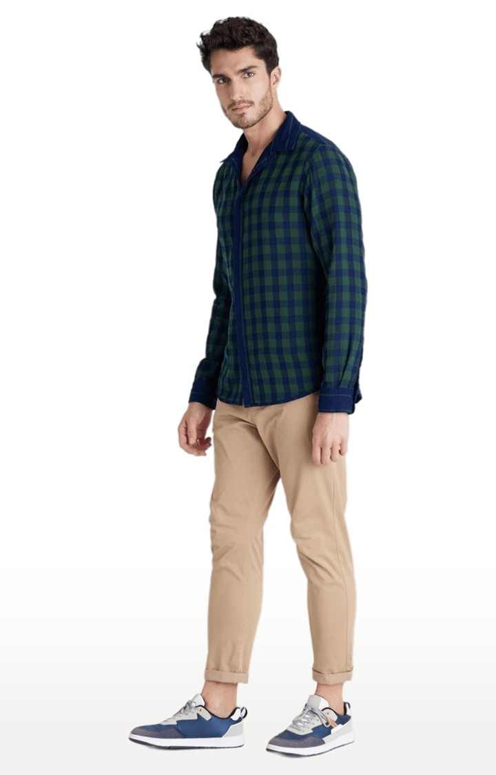 Men's Green Checked Casual Shirts