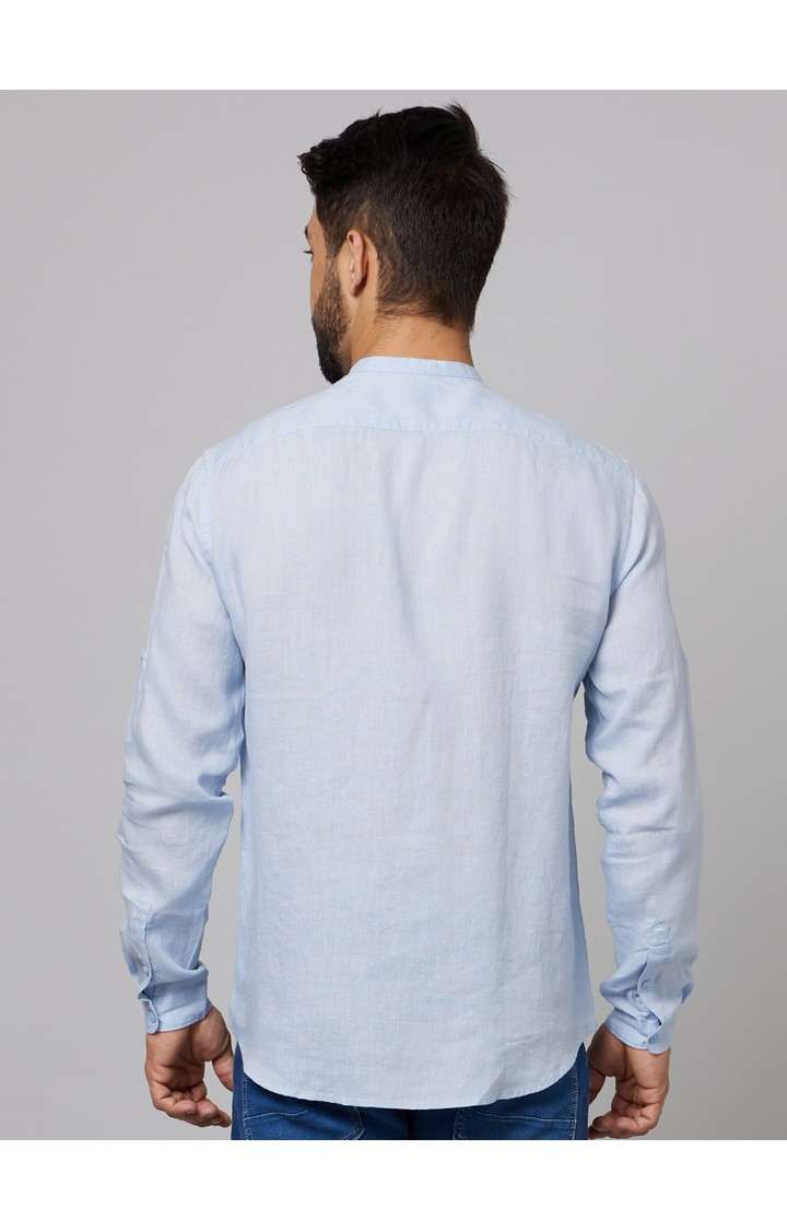 Men's Blue Solid Casual Shirts