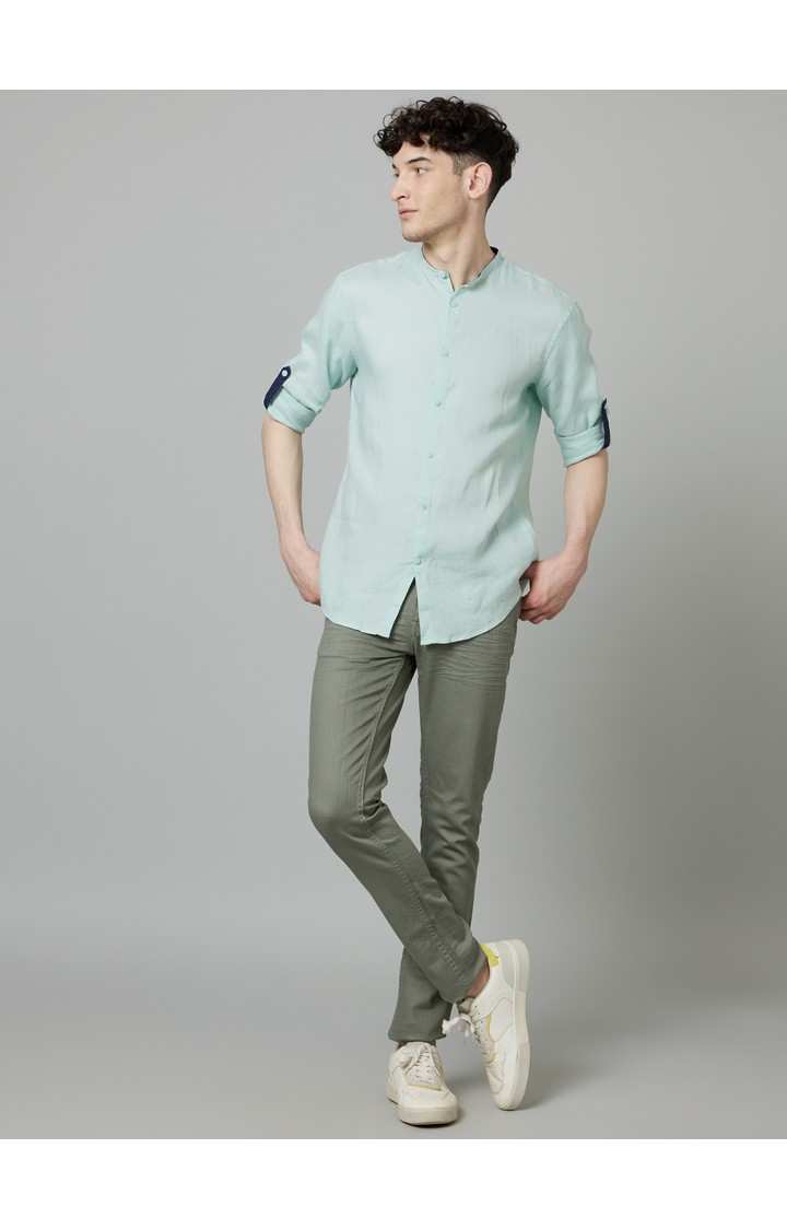 Men's Green Solid Casual Shirts