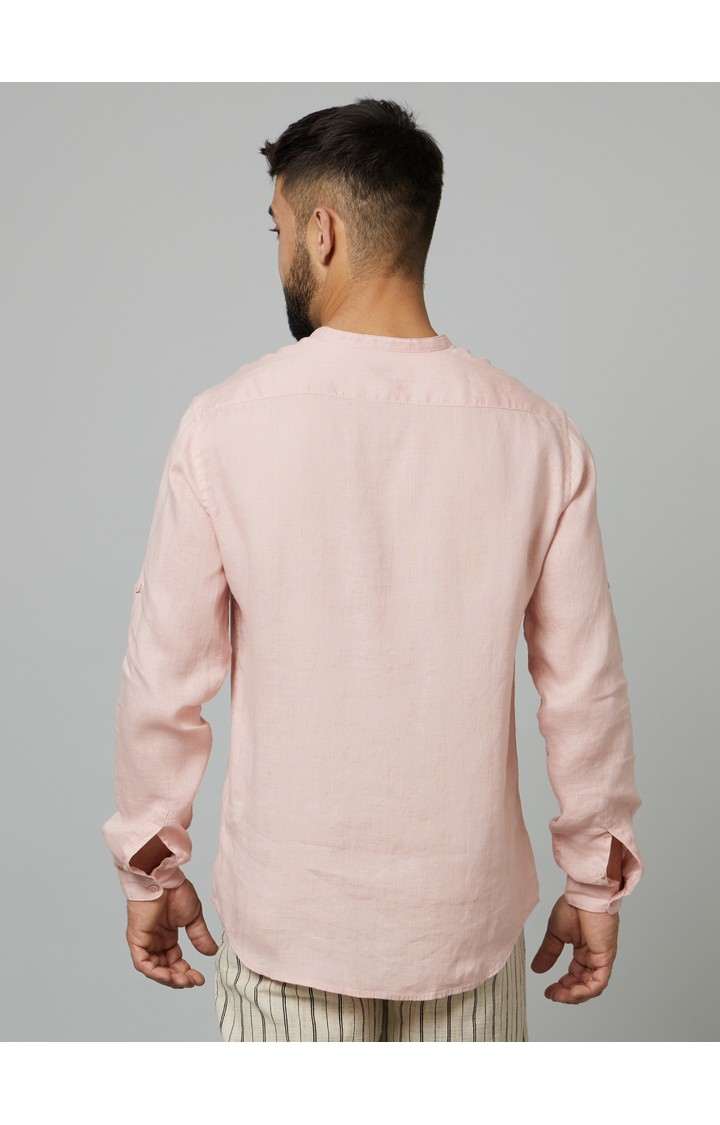 Men's Pink Solid Casual Shirts