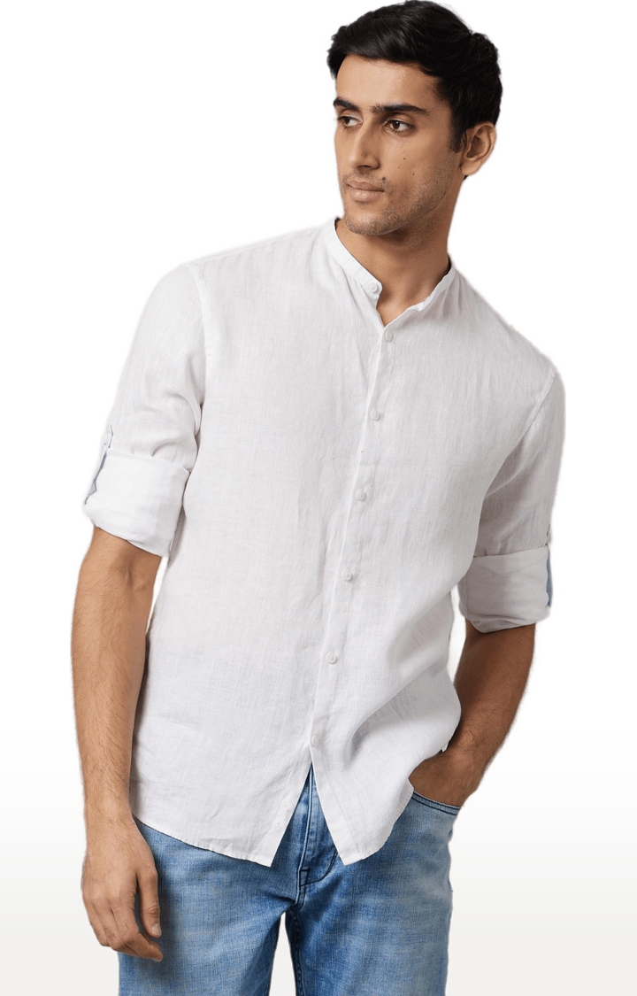 celio | Men's White Solid Casual Shirts 1