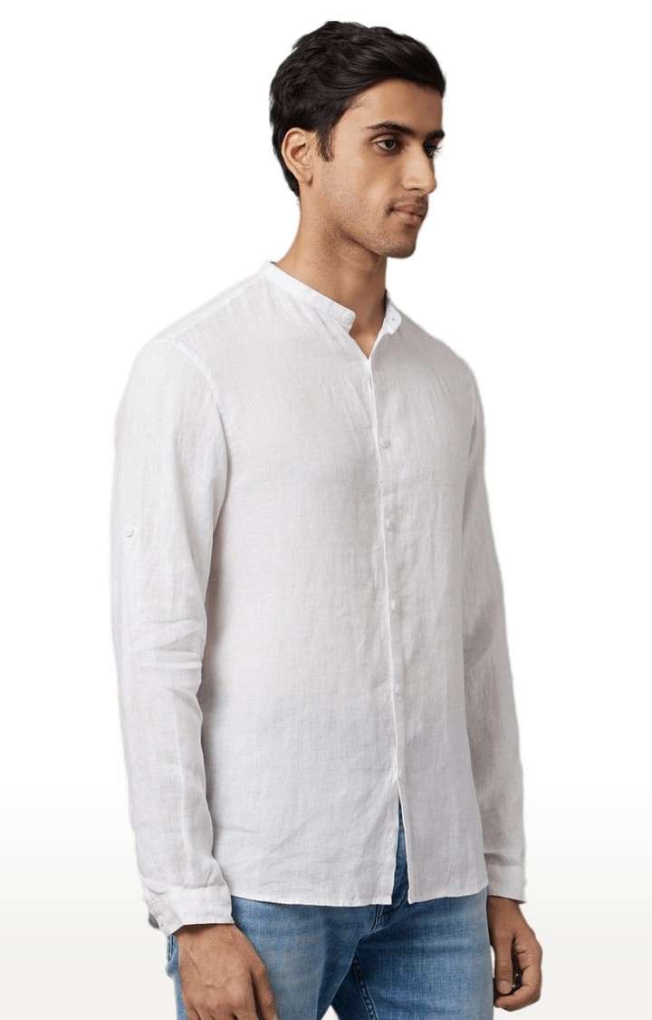 Men's White Solid Casual Shirts