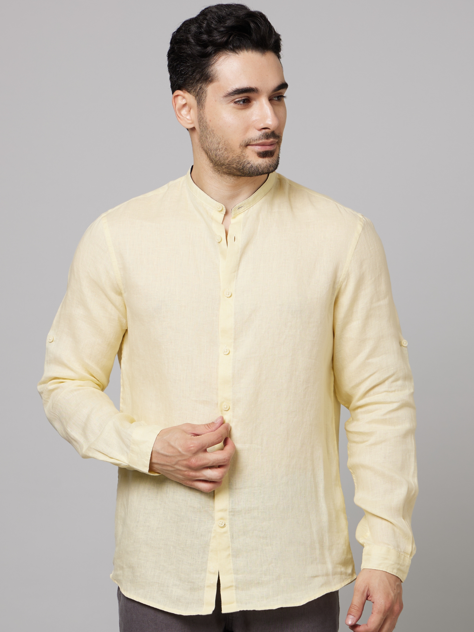 celio | Men's Yellow Solid Casual Shirts