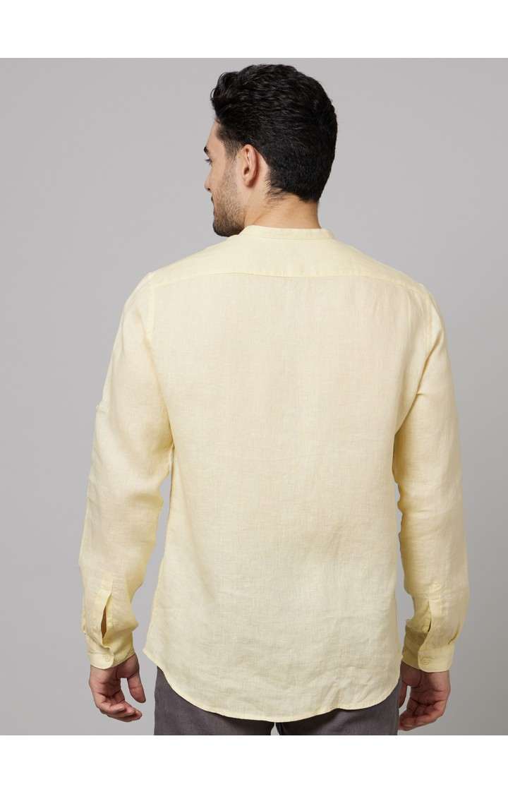 Men's Yellow Solid Casual Shirts