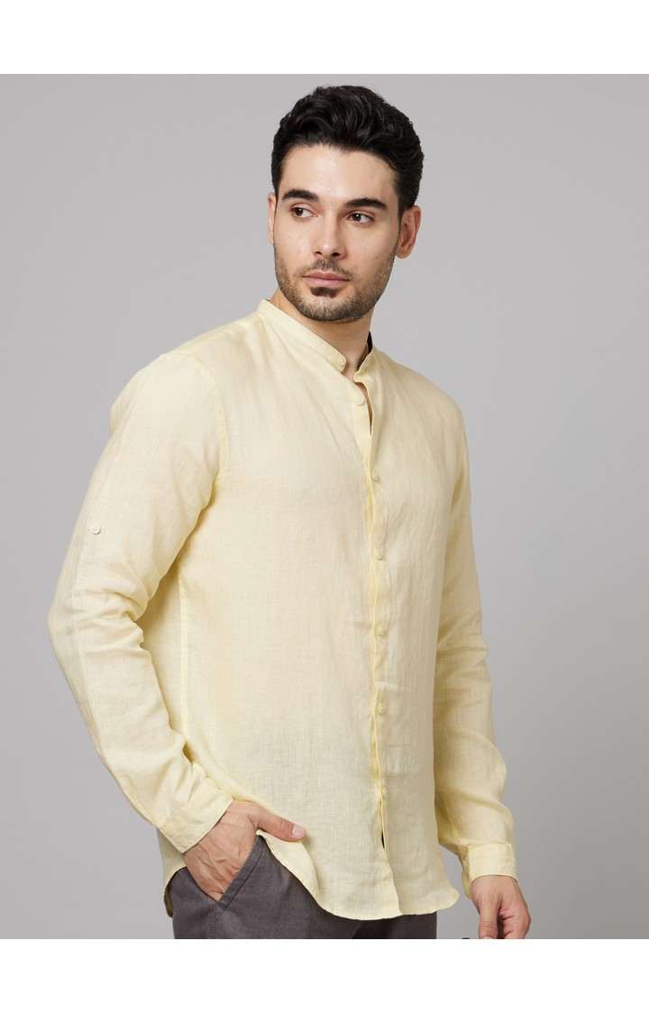Men's Yellow Solid Casual Shirts