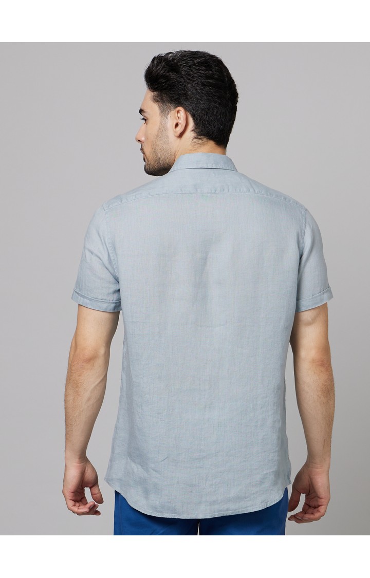 Men's Blue Solid Casual Shirts