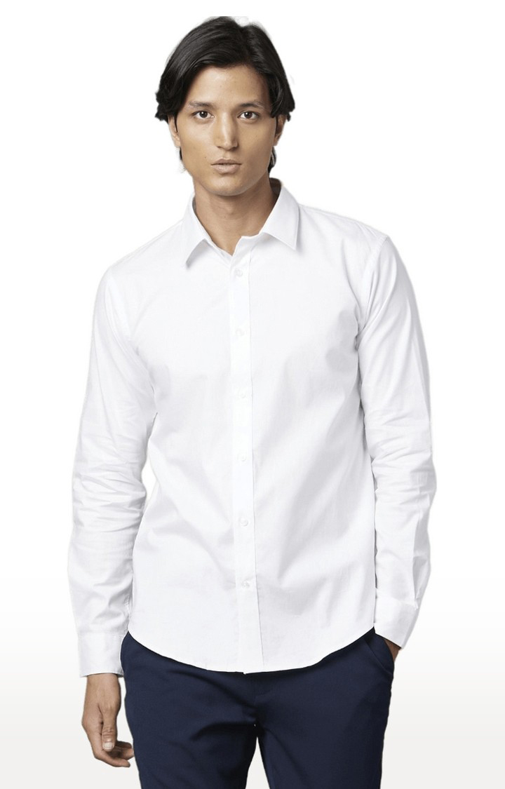 Men's White Solid Formal Shirts