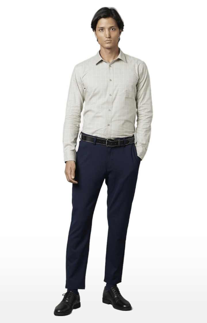 Men's Beige Checked Formal Shirts