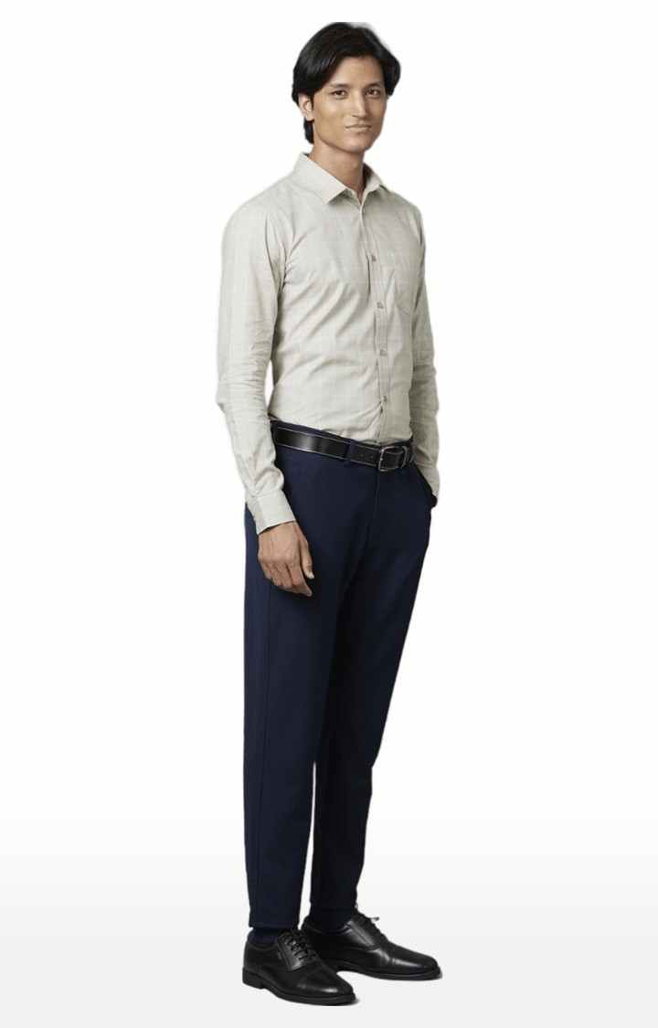 Men's Beige Checked Formal Shirts