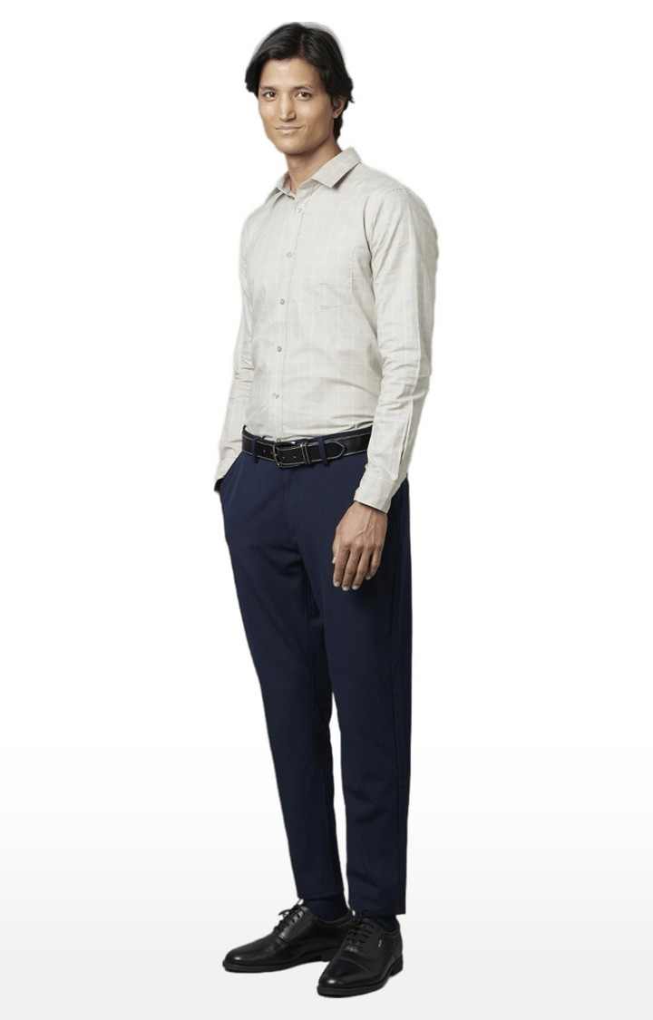 Men's Beige Checked Formal Shirts
