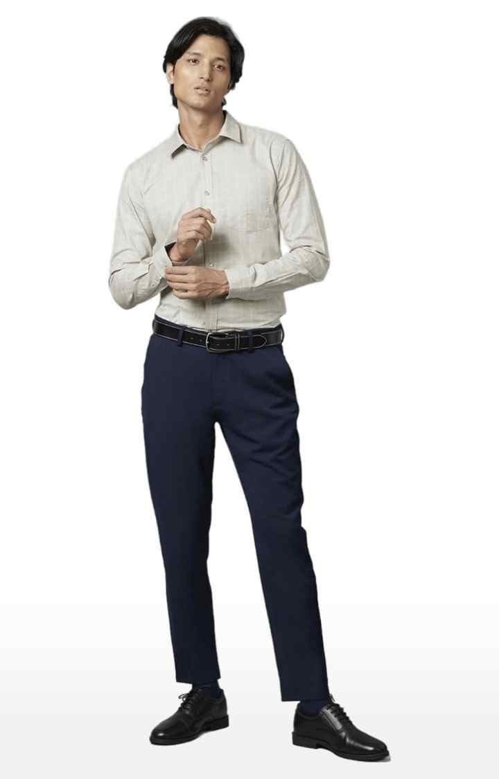 Men's Beige Checked Formal Shirts