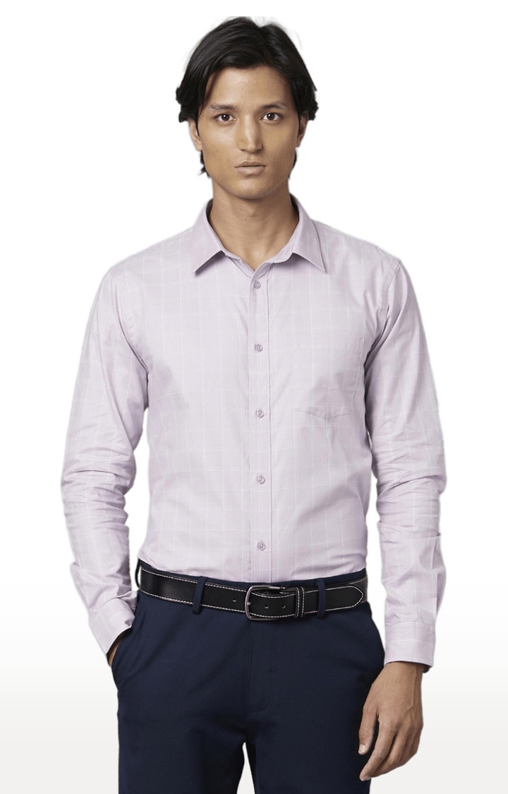 Men's Purple Checked Formal Shirts