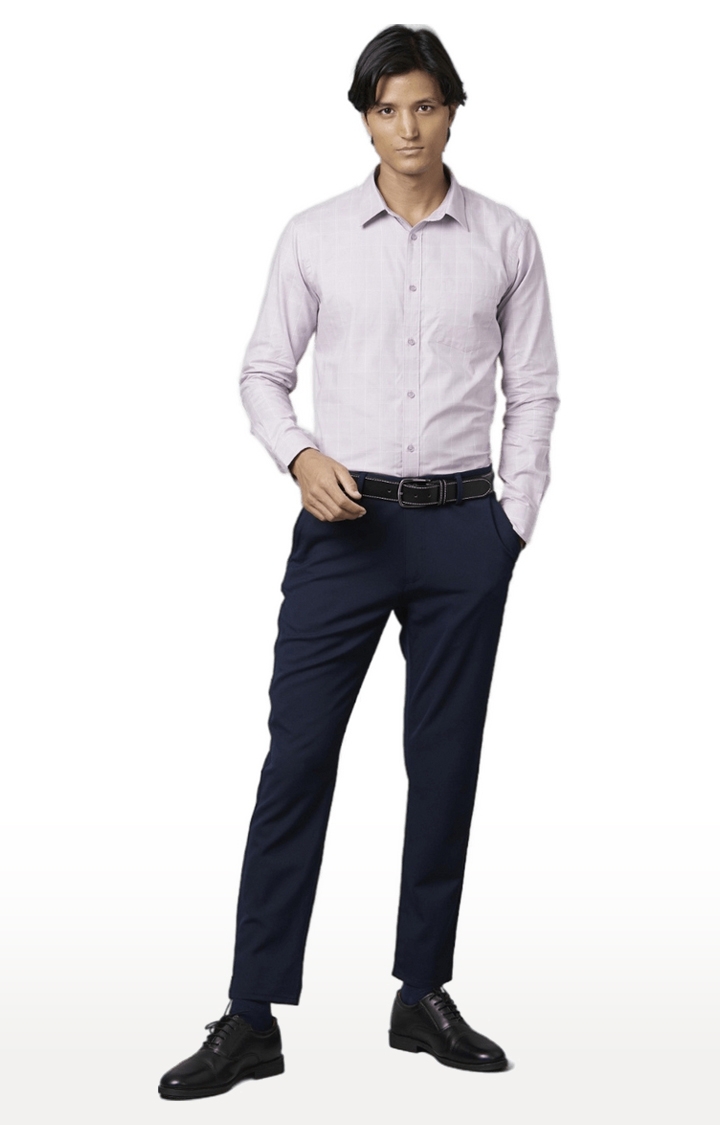 celio | Men's Purple Checked Formal Shirts 1