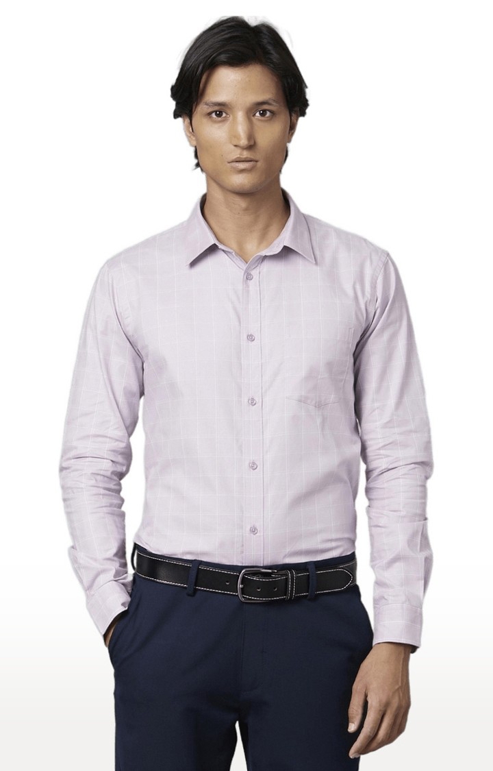 celio | Men's Purple Checked Formal Shirts