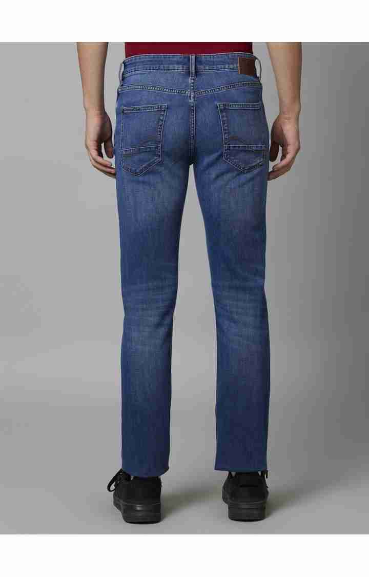 Men's Blue Cotton Solid Regular Jeans