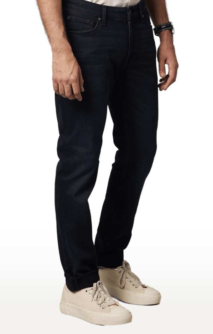 Men's Black Cotton Blend Solid Regular Jeans