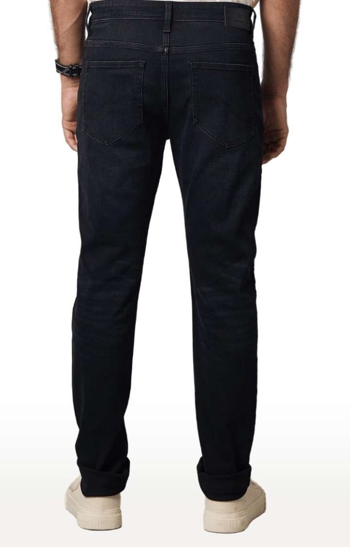 Men's Black Cotton Blend Solid Regular Jeans