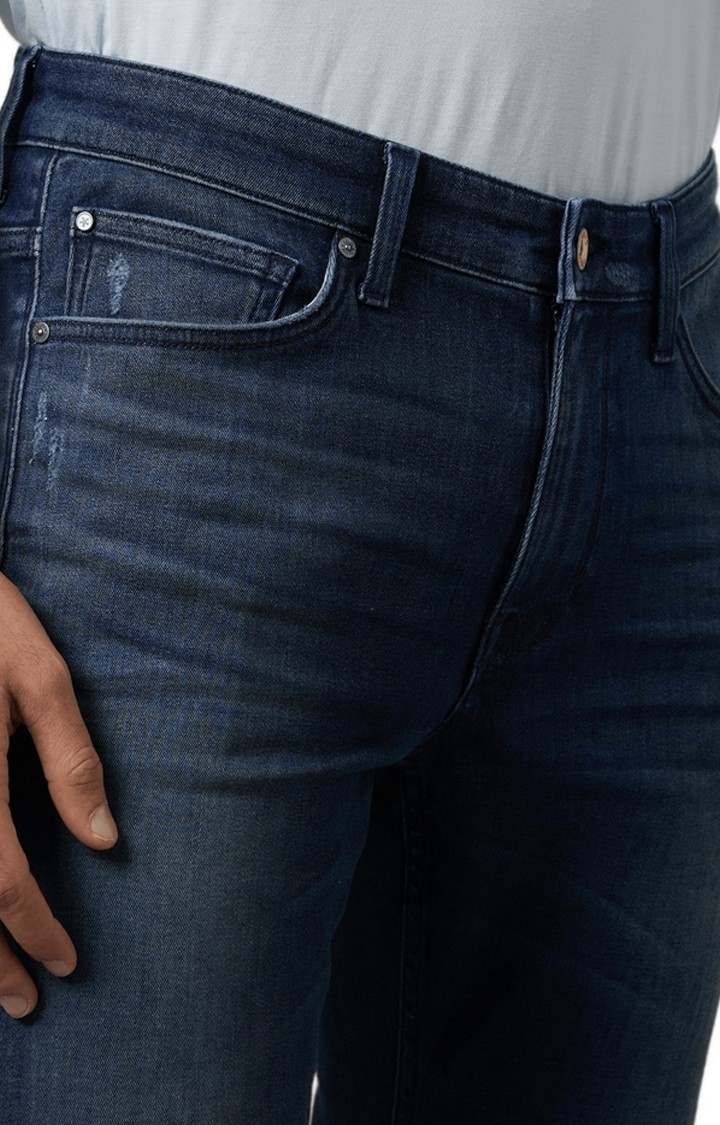 Men's Blue Cotton Blend Solid Regular Jeans