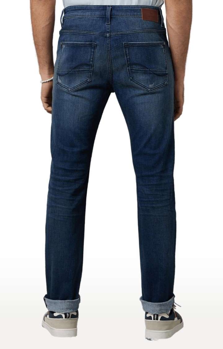 Men's Blue Cotton Blend Solid Regular Jeans