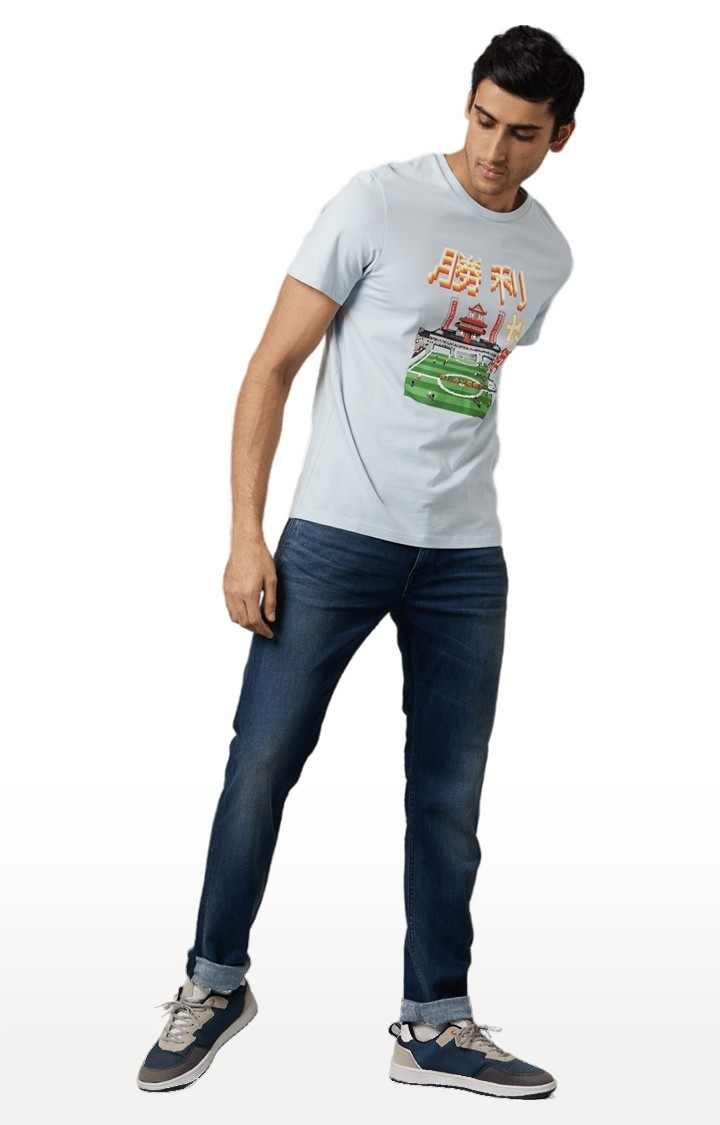 Men's Blue Cotton Blend Solid Regular Jeans