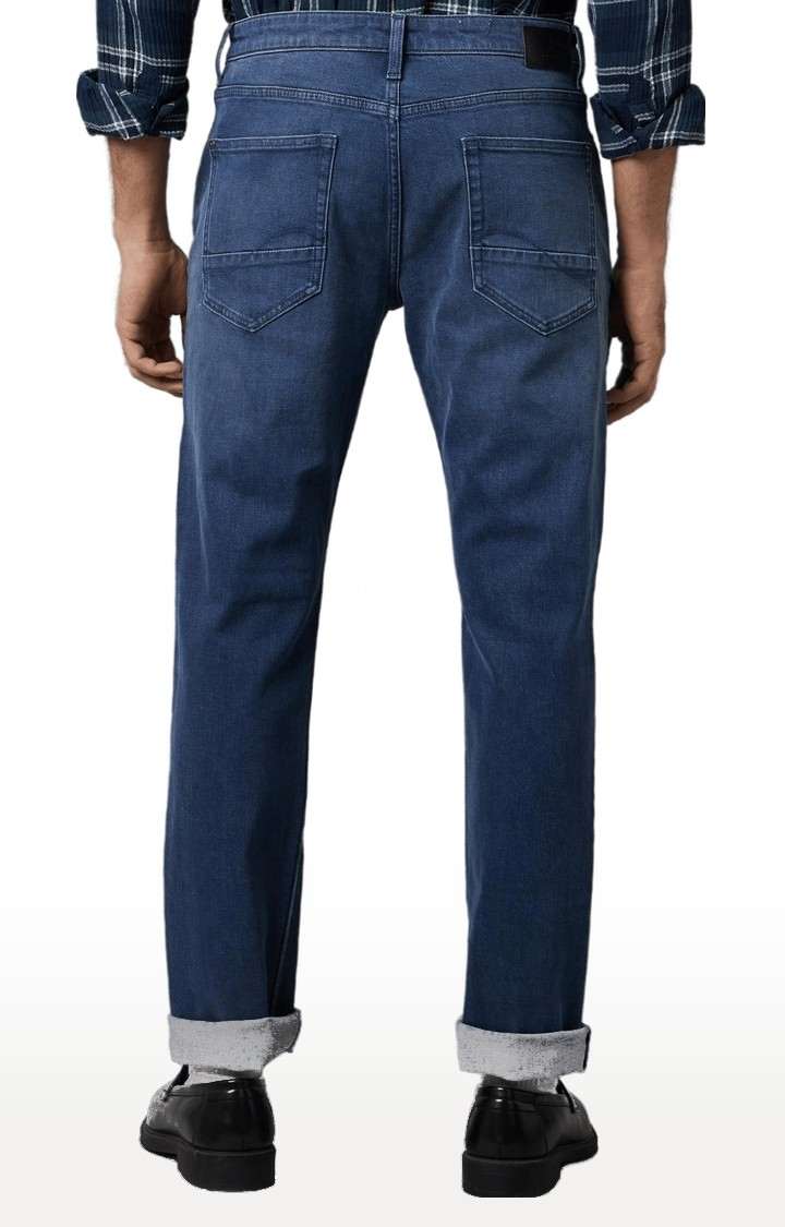Men's Blue Cotton Solid Straight Jeans