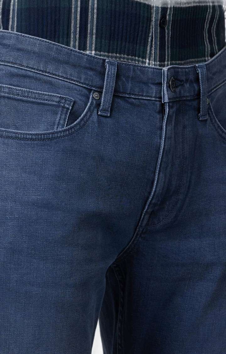 Men's Blue Cotton Solid Straight Jeans