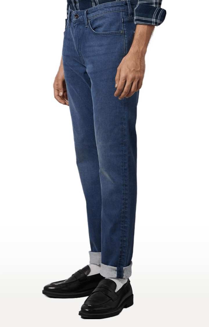 Men's Blue Cotton Solid Straight Jeans