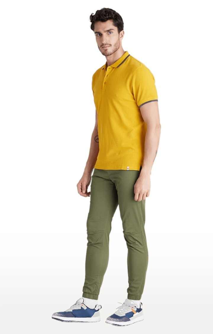 Men's Green Cotton Blend Solid Casual Joggers